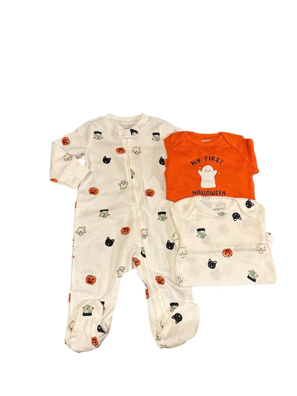 NWT 6M Carters’s Halloween footed 1 piece and two onesies